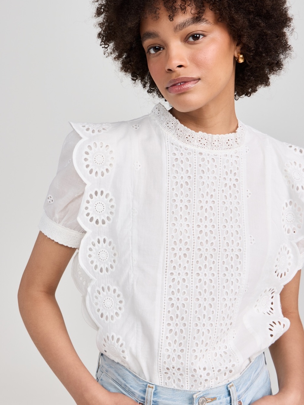 English Factory White Eyelet Lace Short Sleeve Blouse Shopbop